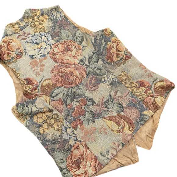 Vintage Rennie & Rose Floral Tapestry Double Breasted Vest - Picture 7 of 7